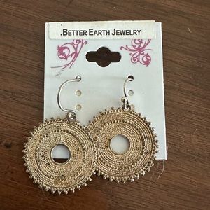 NWT Bali Silver Granulated Discs Earrings